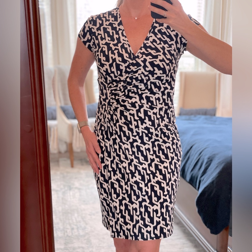 Laundry by Design Navy Faux Wrap Dress size 2